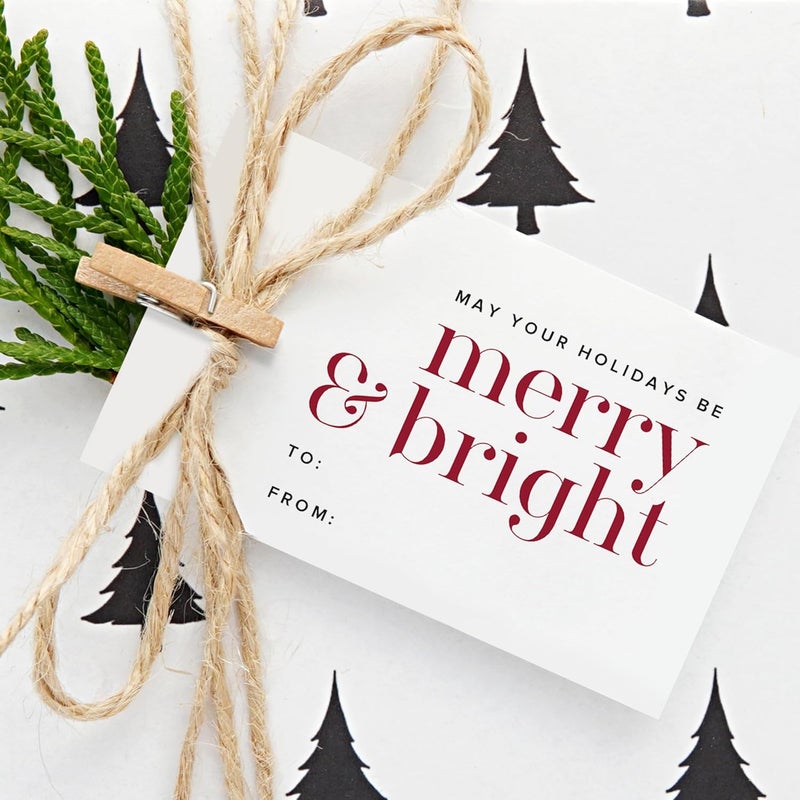 ThreeKin Collective ThreeKin Pack of 50 Christmas Gift Tags, 2 x 3.25 Rectangle Tag with Pre-Punched Hole, Perfect Hanging Tags for Holiday Gifts, Christmas Presents, Events and Celebrations | Gift Wrap Tags - Image 4